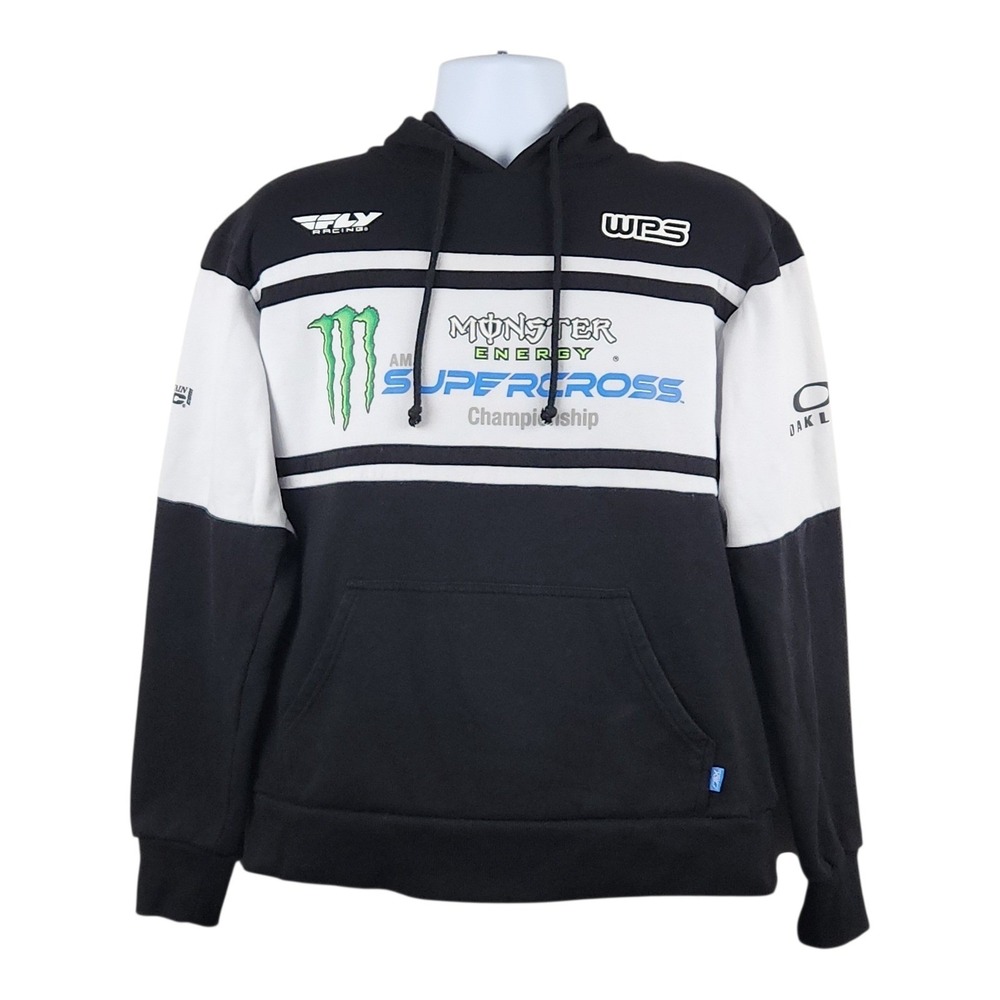 Monster Energy AMA Supercross Hoodie Size M Black White Racing Sweatshirt